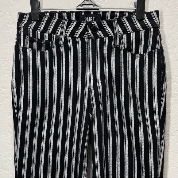 Paige Colette High-Rise Crop Flare Silver Stripe Jeans size 25 - Picture 8 of 13
